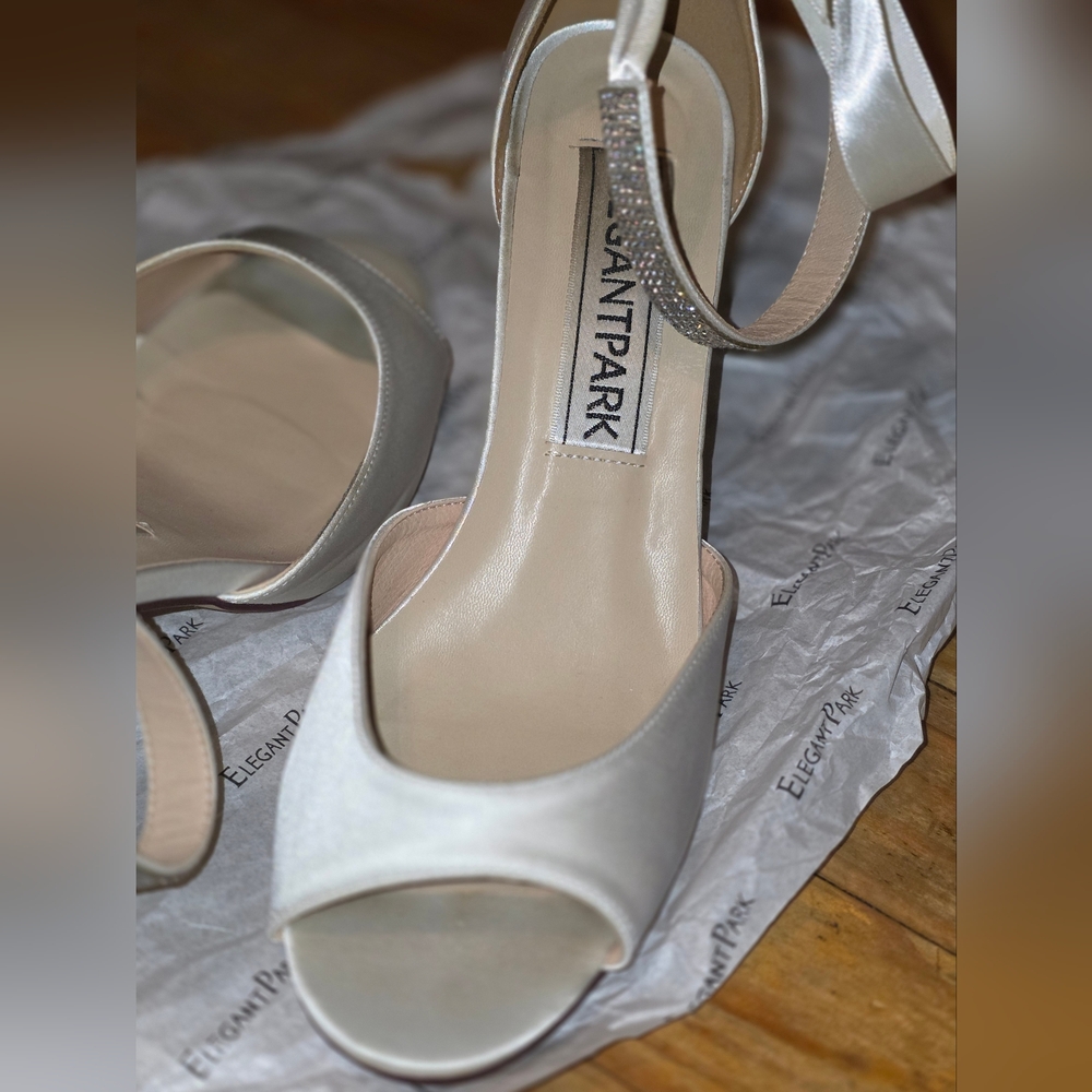 ElegantPark Satin Peep Toe Heels - White